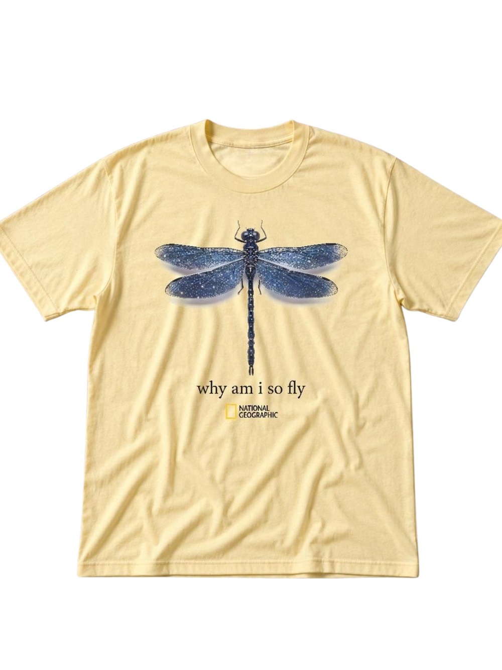 Gildan Pale Yellow Dragonfly Graphic Tee